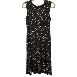 LONDON TIMES Sleeveless Black and White Polka Dot Midi Dress Size 6​​​​​​